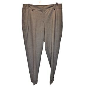 Eileen Fisher Gray Wool Blend Cuffed Tapered Trouser Pnt - size 12